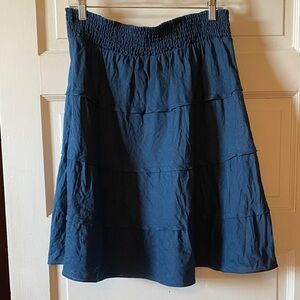 Soft Surroundings A-Line 100% Linen Skirt in Deep Blue